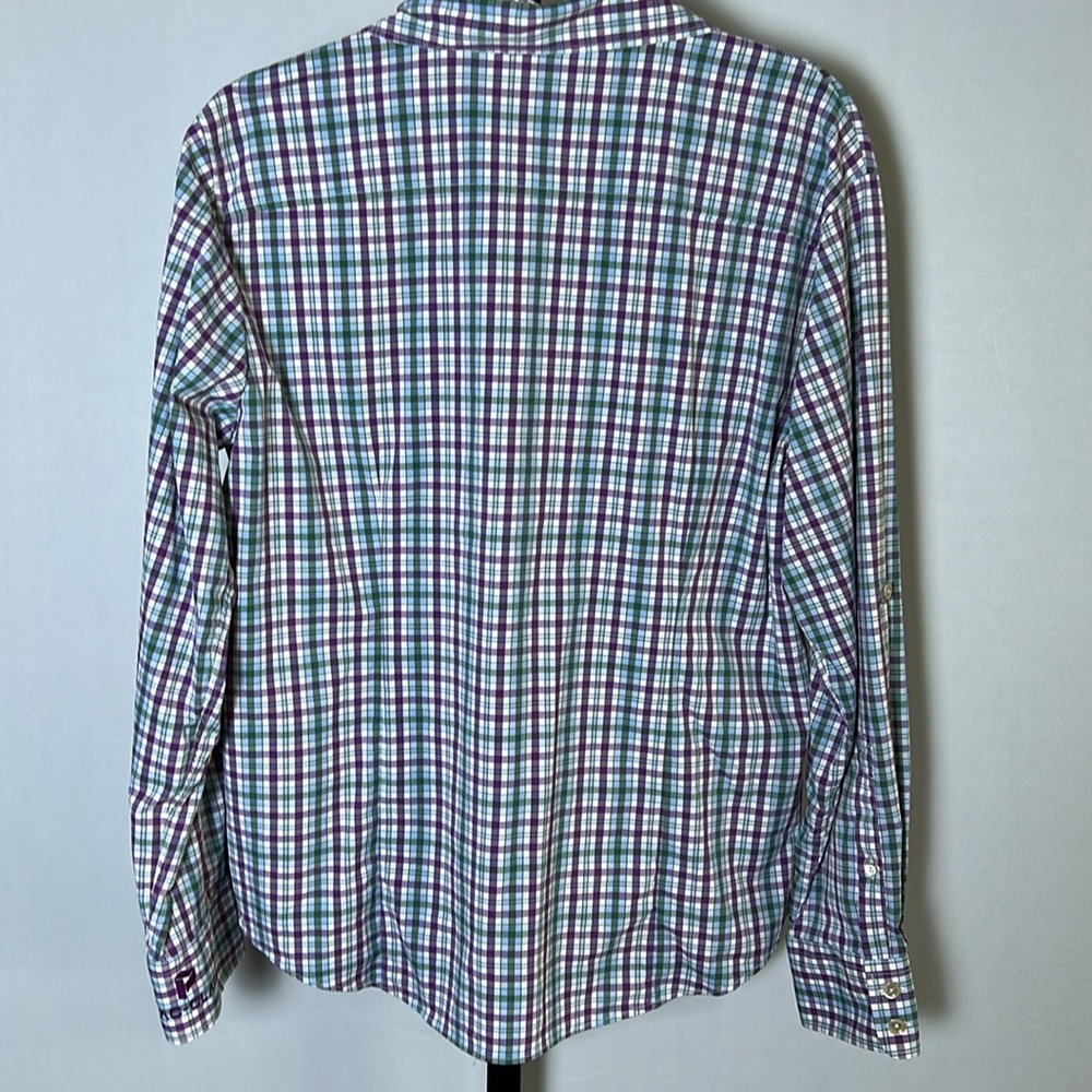 Peter Millar Womens Tab Roll Sleeve Performance Plaid Button Up Shirt XL - Picture 8 of 8